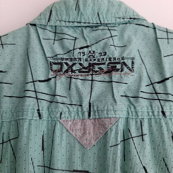 OXYGEN Button Down Casual Shirt Abstract Pattern Green Men's Sz M - Picture 9 of 12